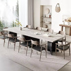 Tavolo da pranzo in legno per 6-8 persone, tavolo da cucina rettangolare da 160 cm con gambe a piedistallo, tavolo da pranzo moderno per sala da pranzo e soggiorno, senza sedie