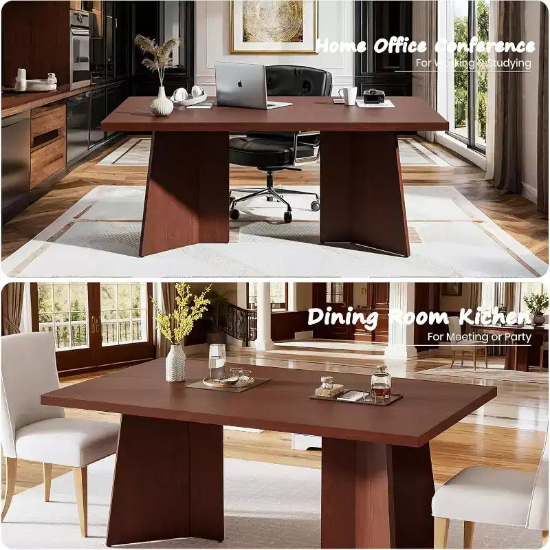 Tavolo da pranzo in legno per 6-8 persone, tavolo da cucina rettangolare da 160 cm con gambe a piedistallo, tavolo da pranzo moderno per sala da pranzo e soggiorno, senza sedie