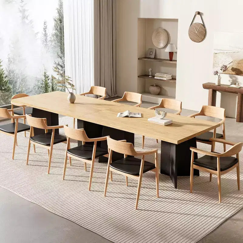 Tavolo da pranzo in legno per 6-8 persone, tavolo da cucina rettangolare da 160 cm con gambe a piedistallo, tavolo da pranzo moderno per sala da pranzo e soggiorno, senza sedie