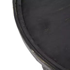 Tavolino rotondo a tre ripiani con ripiano in rattan, finitura nera, D23,5x25