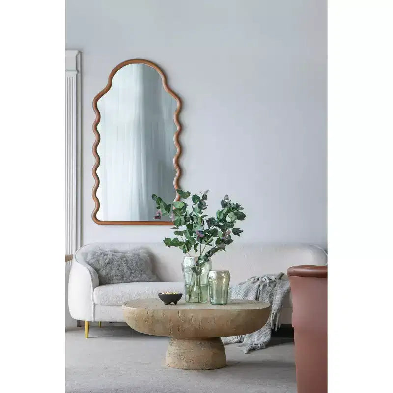 Tavolino da salotto ovale color crema 36x24x15