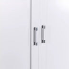 Mobile alto da bagno Amelia in legno moderno con cassetti, vano chiuso a doppia anta e vani integrati sull'anta