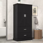 Mobile alto da bagno Amelia in legno moderno con cassetti, vano chiuso a doppia anta e vani integrati sull'anta