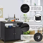 Mobile contenitore in vimini per esterni con telaio in metallo, Organizer da giardino e patio per cuscini, giocattoli e attrezzi, resistente a tutte le condizioni atmosferiche