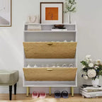 Acekool Shoe Cabinet with 3 Tilt Drawers, Adjustable Hidden Shoe Organizer, Slim White Entryway & Hallway Storage, 45 H x 31.18 W x 9.17 D