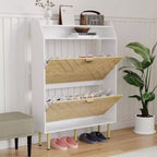 Scarpiera con 3 cassetti a ribalta, Organizer portascarpe sottile regolabile e nascosto, Salvaspazio per ingresso e corridoio bianco, 45 A x 31,18 L x 9,17 P