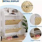 Scarpiera con 3 cassetti a ribalta, Organizer portascarpe sottile regolabile e nascosto, Salvaspazio per ingresso e corridoio bianco, 45 A x 31,18 L x 9,17 P