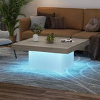 Tavolino Quadrato, Tavolo da Salotto Moderno con Effetto Luce Ambientale Integrato