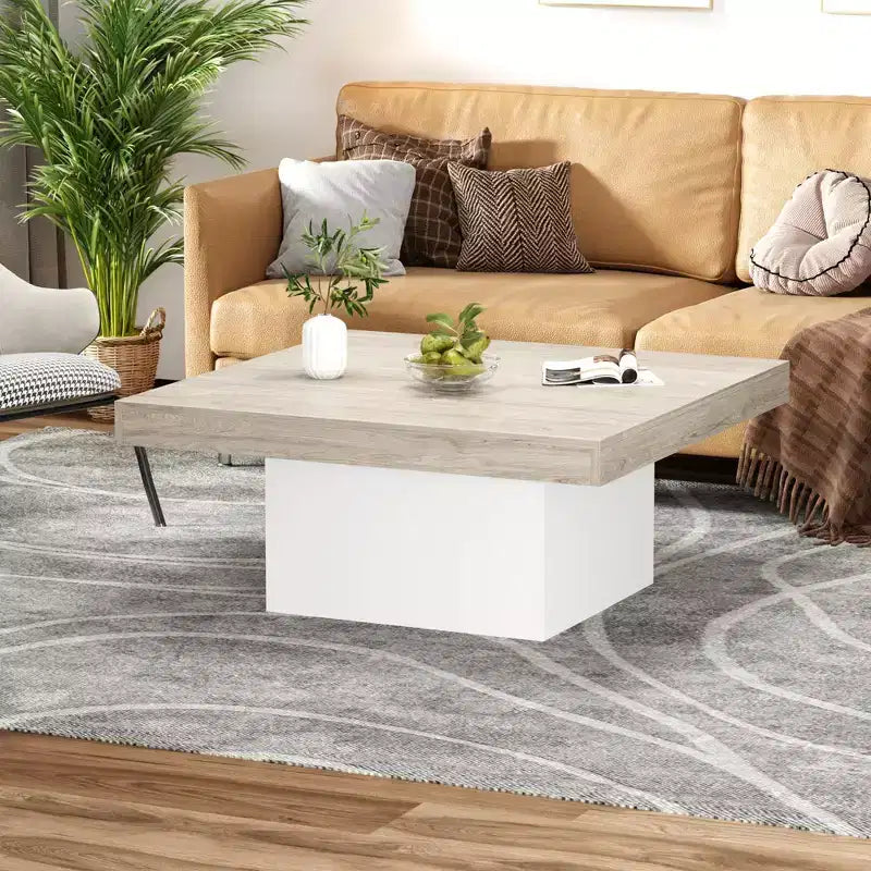 Tavolino Quadrato, Tavolo da Salotto Moderno con Effetto Luce Ambientale Integrato