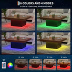 Tavolino Quadrato, Tavolo da Salotto Moderno con Effetto Luce Ambientale Integrato