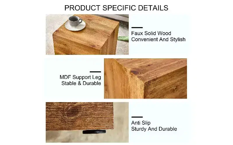 Tavolino da caffè rettangolare in MDF a trama naturale, tavolino da centro minimalista per soggiorno, tavolino d'accento lussuoso per soggiorno
